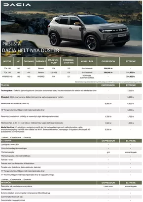 Dacia Helt nya Duster - Prislista