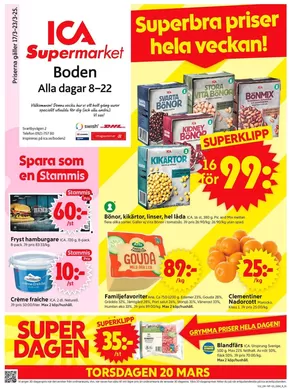 ICA Supermarket-katalog i Boden | Fantastiska rabatter på utvalda produkter | 2025-03-17T00:00:00.000Z - 2025-03-23T00:00:00.000Z