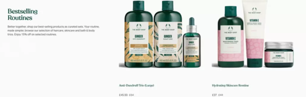 The Body Shop-katalog | Bestselling routines 15% off! | 2026-04-02T00:00:00.000Z - 2026-04-16T00:00:00.000Z